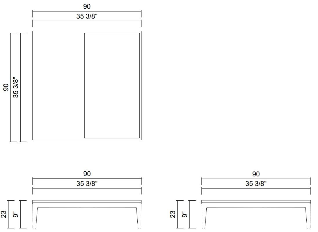 MESA CENTRO 90X90 CM TAMPO BIPARTIDO CONECTA