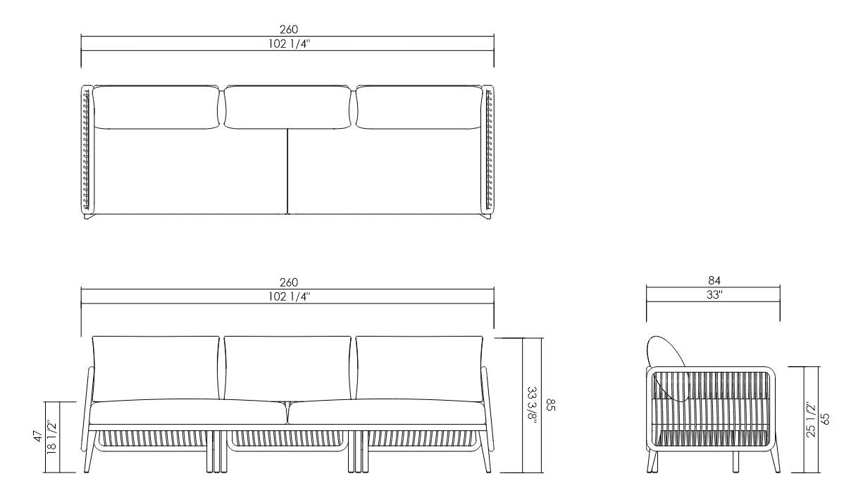 MYKONOS 100 3/8" SOFA