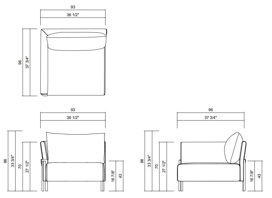 MODULO COM BRAÇO DIR ESQ 93 CM ARGOS