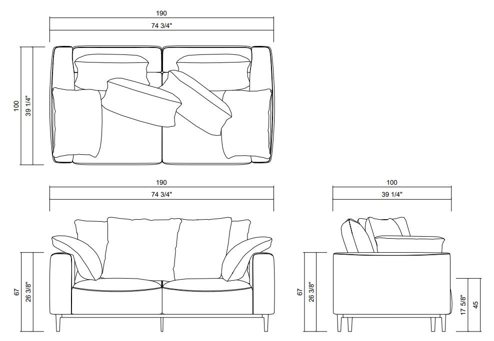 SOFA 2 ASSENTOS 190 X 100 BENVENUTO