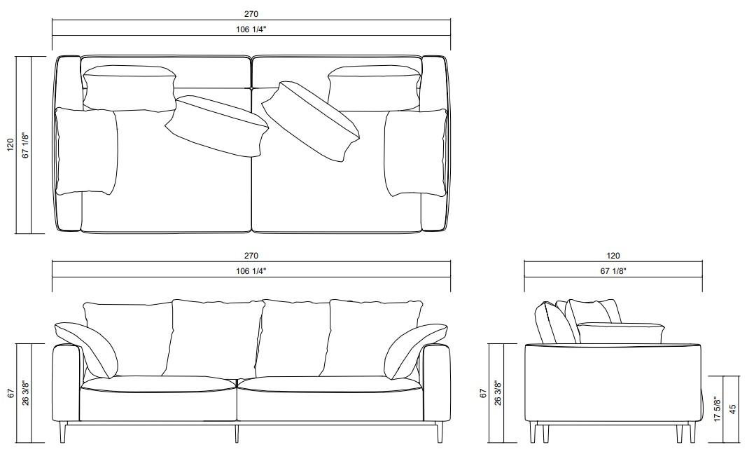 SOFA 2 ASSENTOS 270 X 120 BENVENUTO