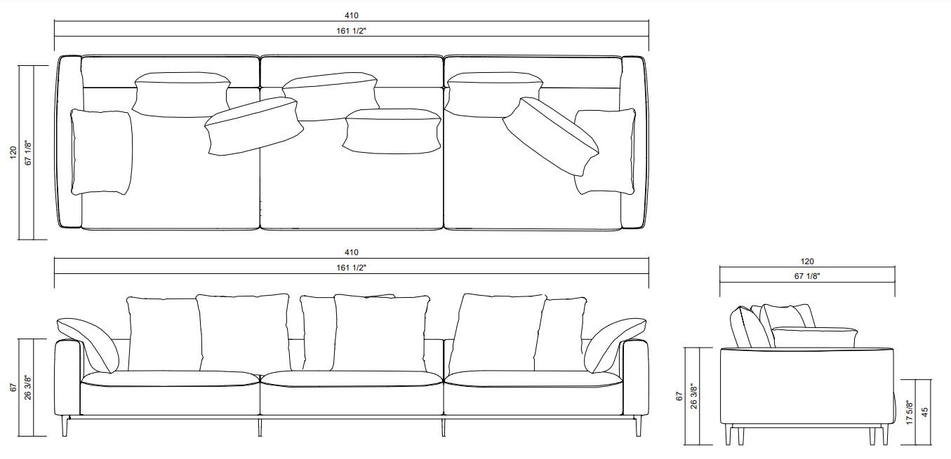 SOFA 3 ASSENTOS 410 X 120 BENVENUTO