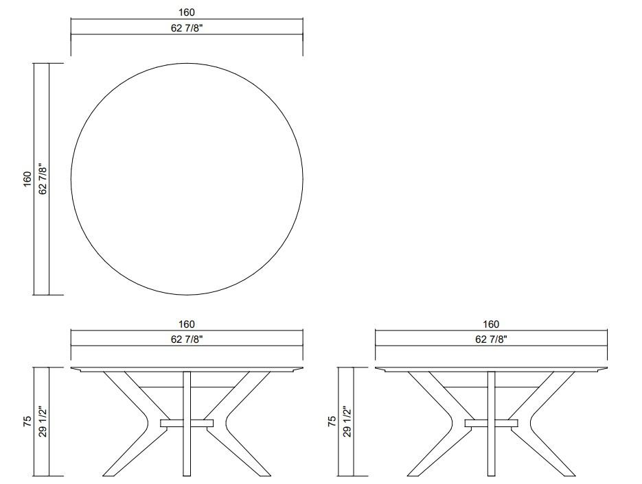 DIVA DINING TABLE D62 7/8"