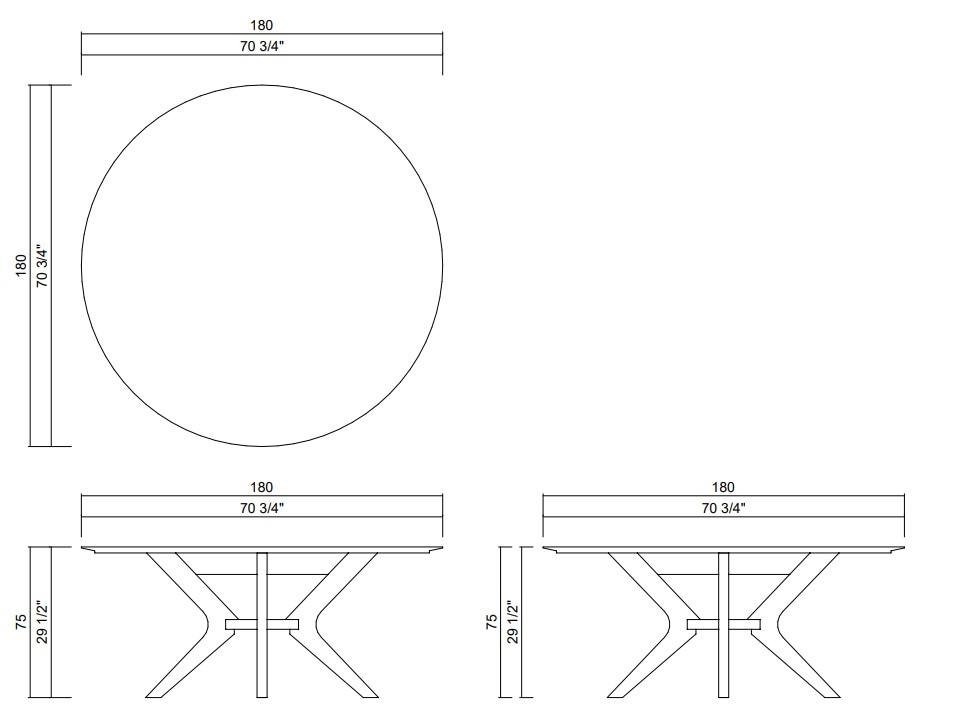 DIVA DINING TABLE D70 3/4"