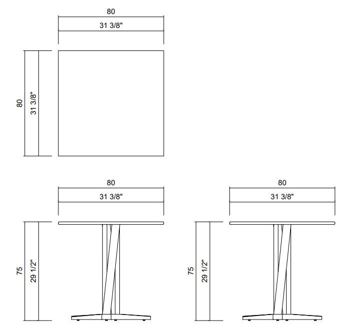 MESA COMEDOR 80 X 80 CM PALA