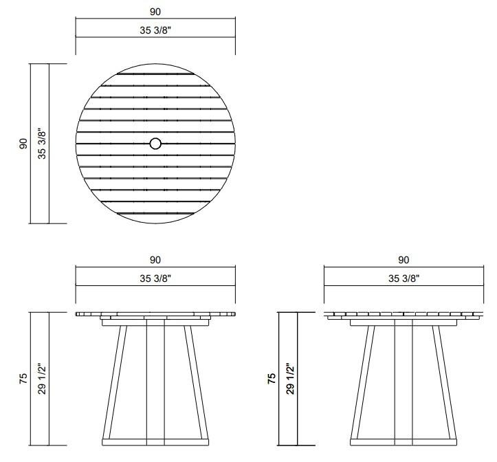 MESA COMEDOR D90 CM MÔNACO