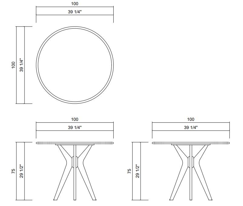 MESA JANTAR D100 CM VITRUVIO