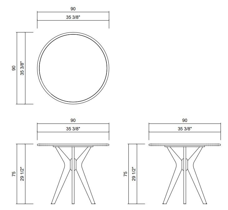 MESA JANTAR D90 CM VITRUVIO