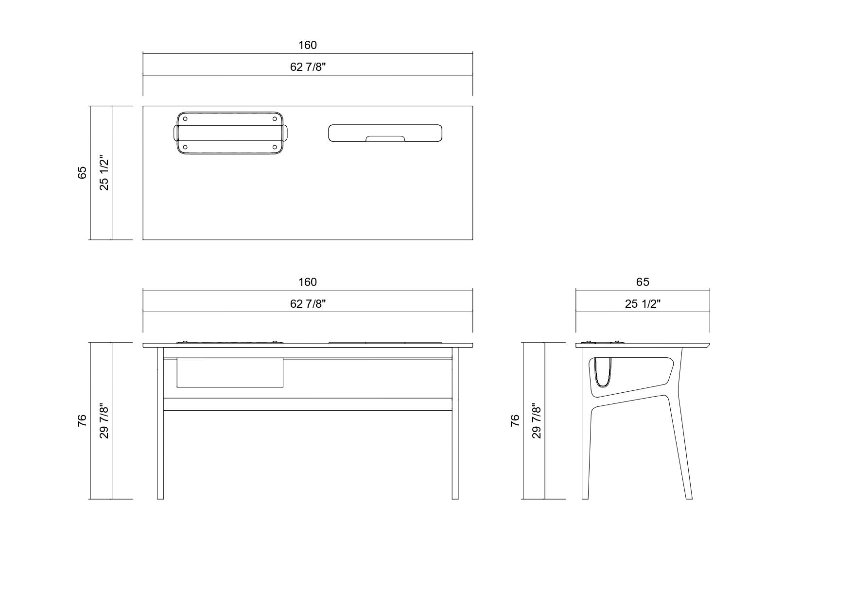 TAB DESK - 62 7/8"