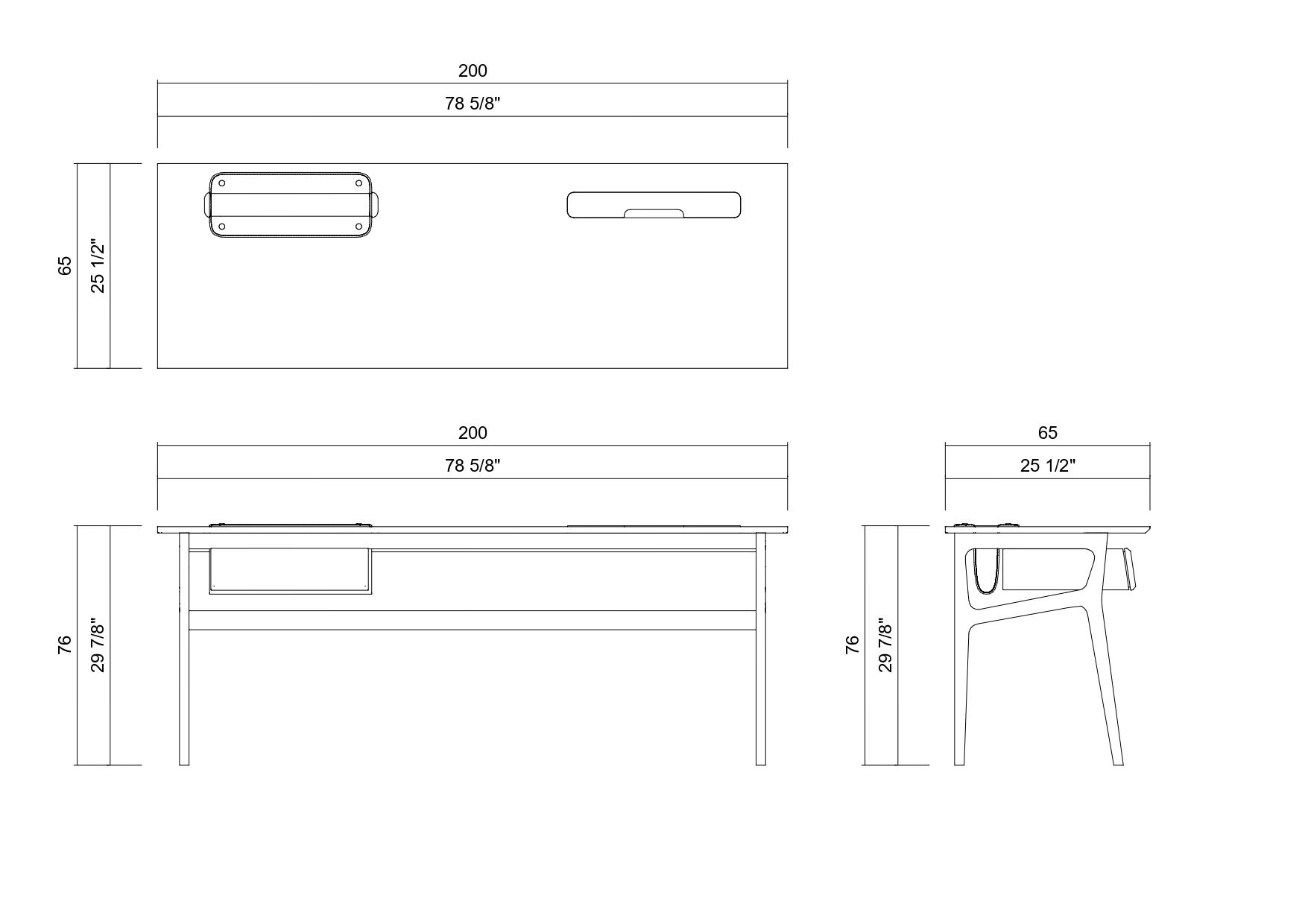 TAB DESK - 78 5/8"