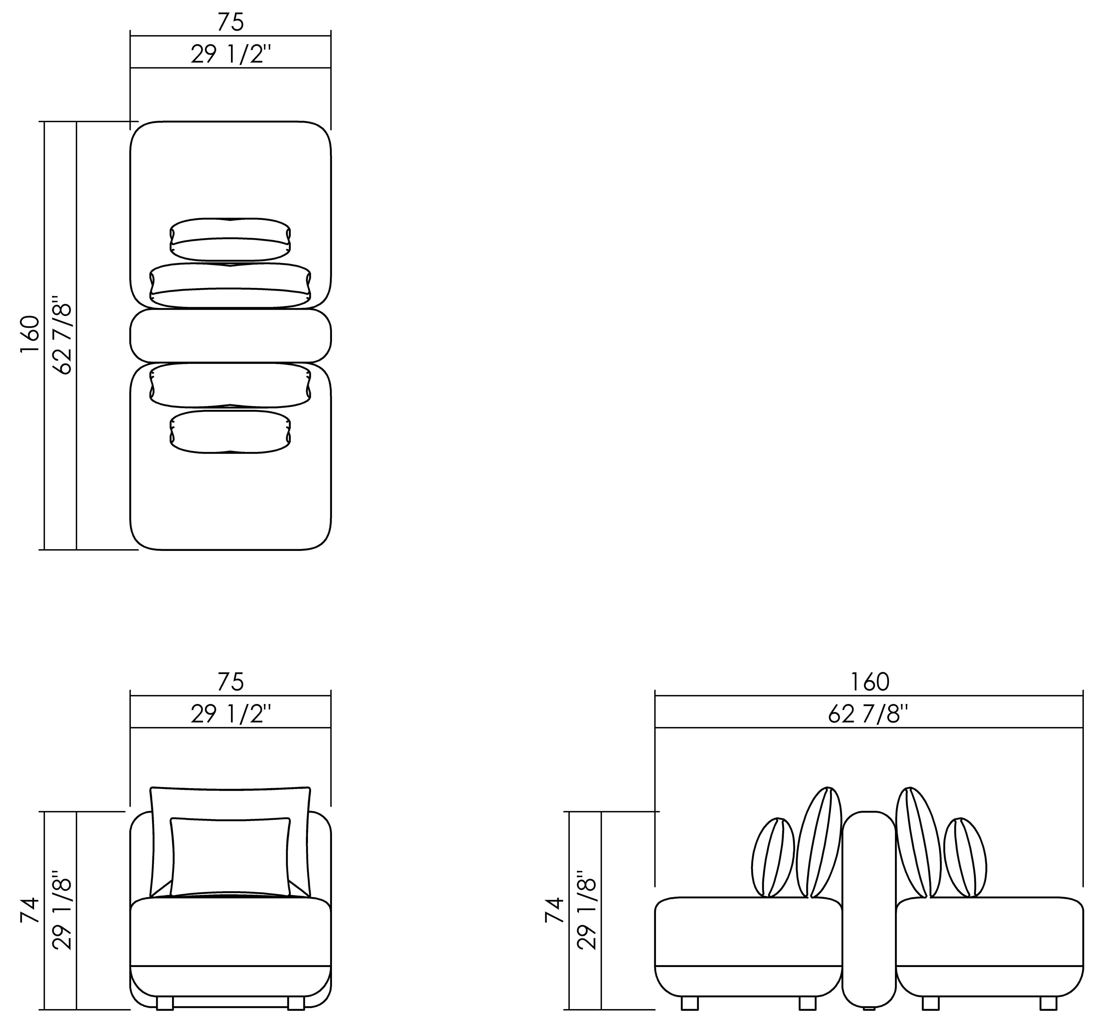 DONATO DOUBLE MODULE 29 7/8” X 62 7/8”