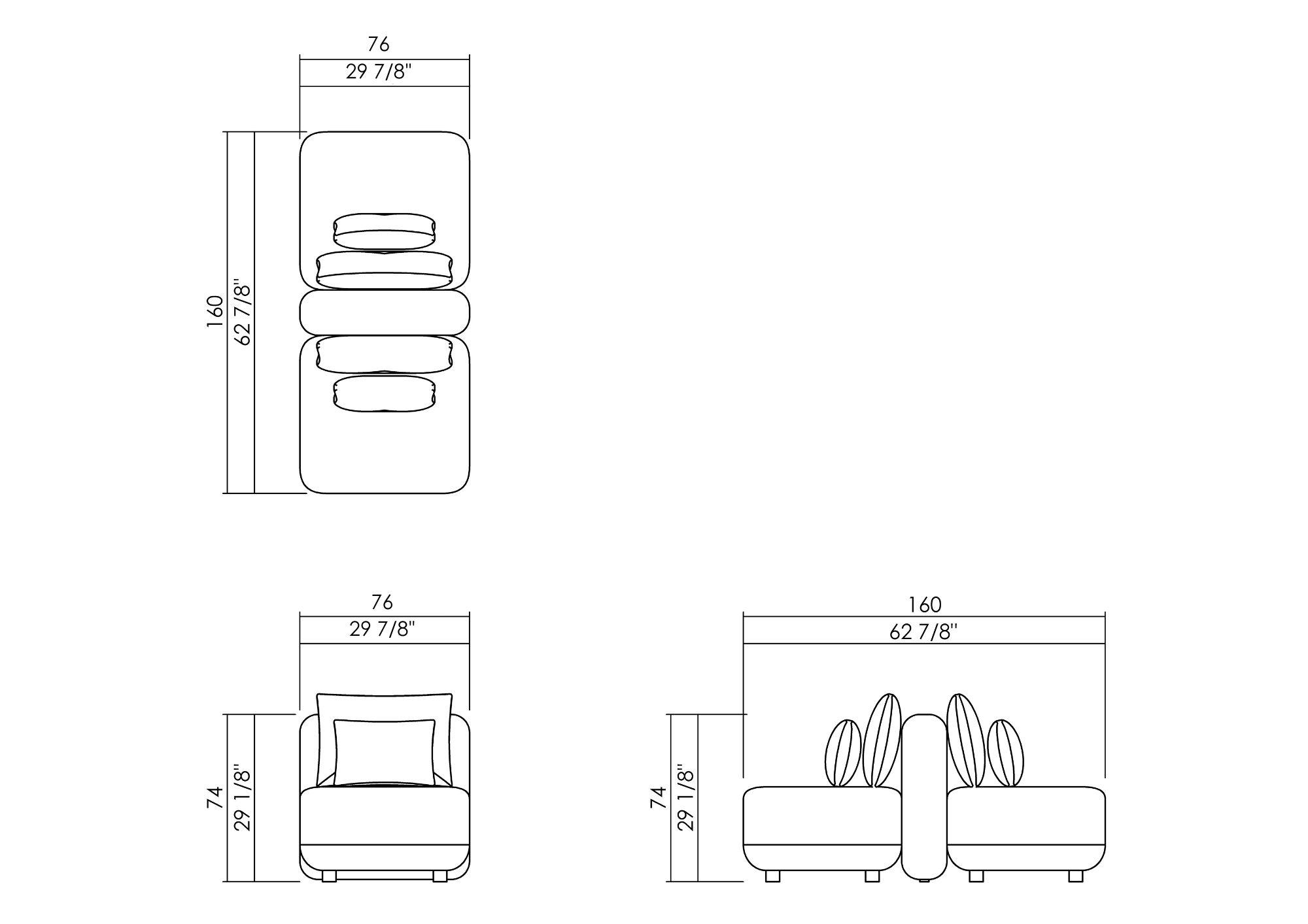 DONATO DOUBLE MODULE 29 7/8” X 62 7/8”