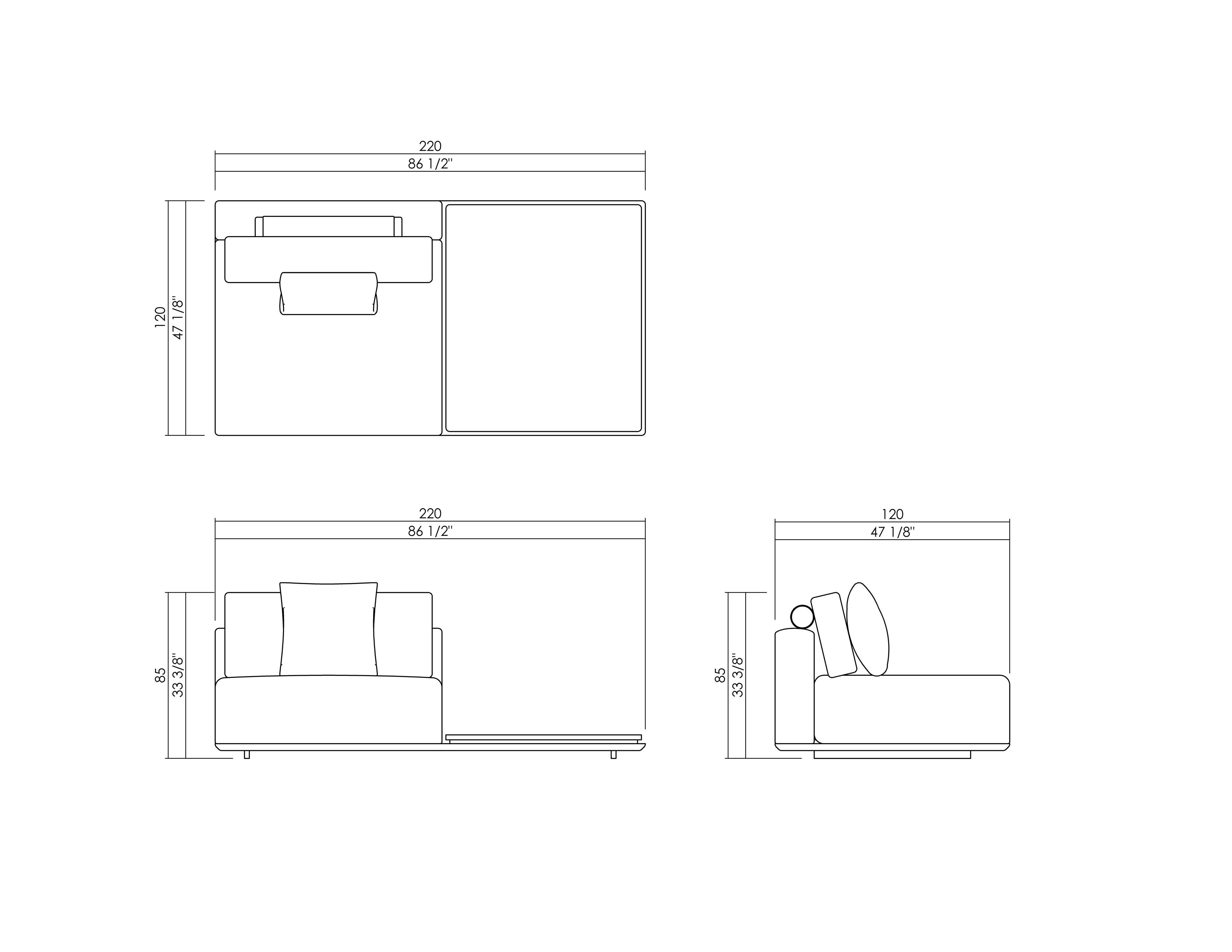 MODULO SEM BRAÇO COM APARADOR 100CM 220 CM GALILEO