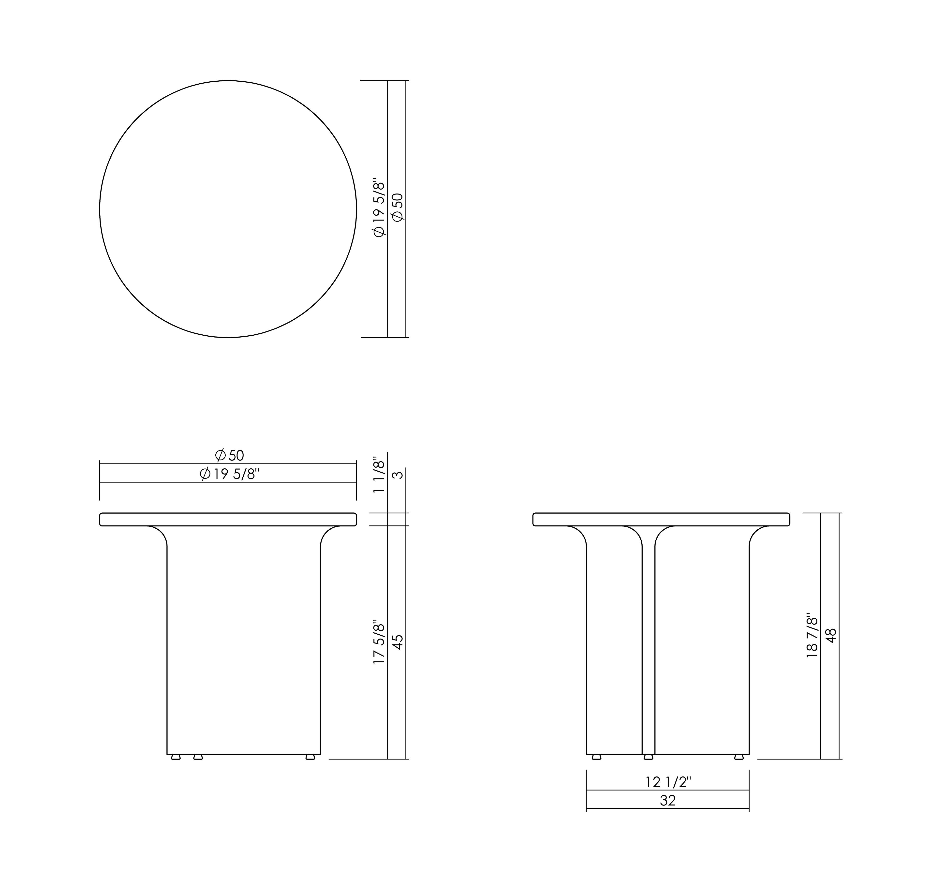 ATOL SIDE TABLE D19 5/8"