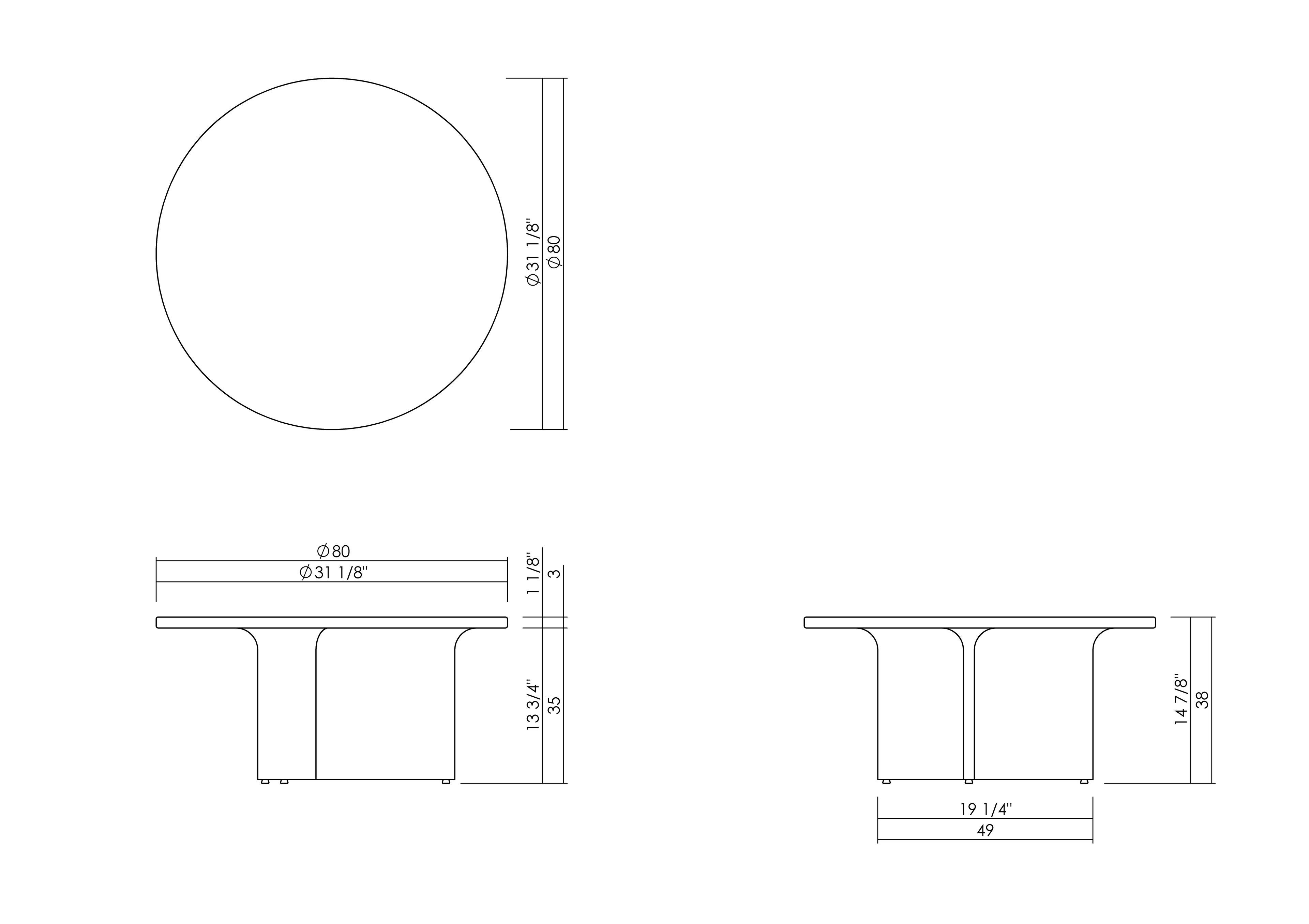 ATOL SIDE TABLE D31 1/8"