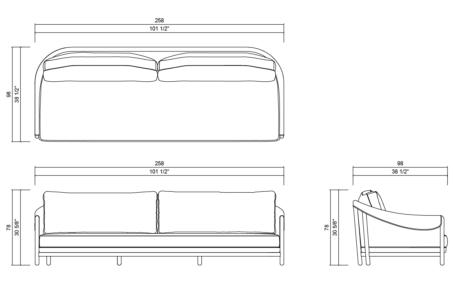 SOFA 260 CM GRAO