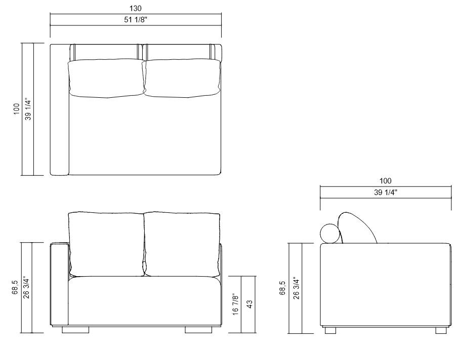 SINTRA RIGHT LEFT MODULE 51 1/8"