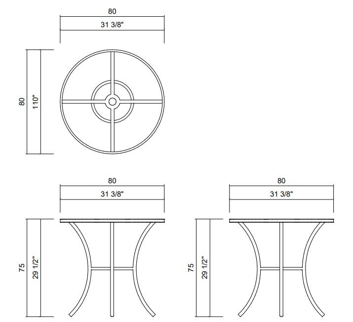 MESA JANTAR D80 CM VIENA