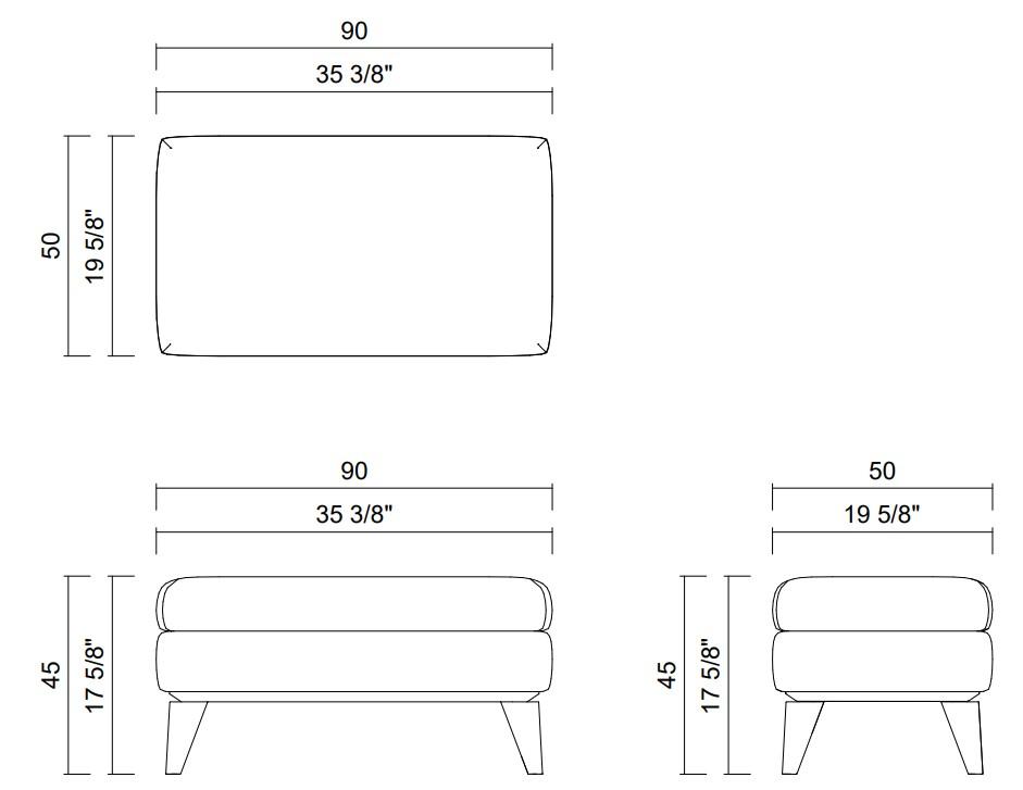 TRENNA OTTOMAN 35 3/8" X 19 5/8"