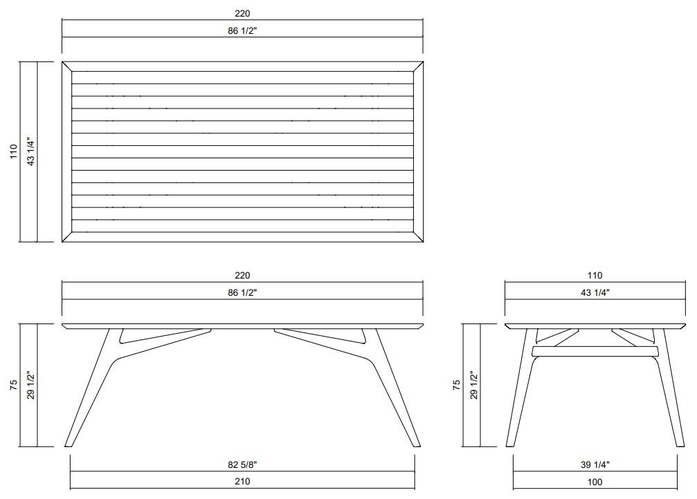 PONS DINING TABLE 86 1/2" X 43 1/4"