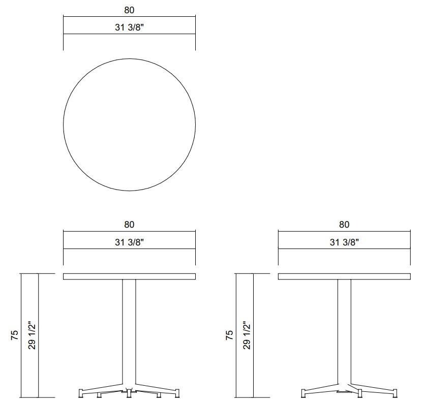 SAN MIGUEL DINING TABLE D31 3/8"